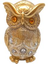 Estátua Coruja da Sabedoria Proteção Dourada Decoração Luxo - Flash