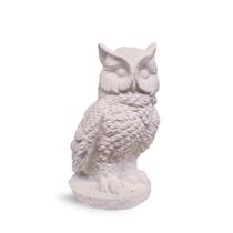Estátua Coruja Grande Decorativa em Gesso 29 Cm Pintada de Branco AVB DECOR