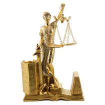 Estátua Dama Da Justiça Porta Caneta Dourado 20cm - Enfeite em Resina