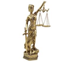 Estátua Dama Justiça 22,5cm Altura Dourado Direito Tres-j03b
