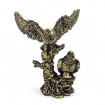 Estátua de Águias Resina Dourada Força e Liberdade 11 cm Estátua de Águias Resina Dourada Força e Liberdade 11 cm