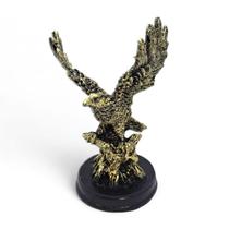 Estátua de Águias Resina Dourada Força e Liberdade 14 cm