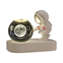 Estátua De Astronauta Com Bola De Cristal, Luz Noturna USB, Decoração Temática Espacial, Design