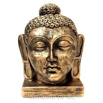 Estátua de Cabeça Buda Grande Resina Dourada 16cm - Mandala de Luz