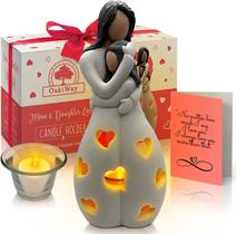 Estátua de castiçal OakiWay para mãe e filha com vela LED Estátua de castiçal OakiWay para mãe e filha com vela LED
