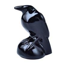 Estátua de corvo de cristal WUYOUSHI, obsidiana natural, 40 ml, feita à mão Estátua de corvo de cristal WUYOUSHI, obsidiana natural, 40 ml, feita à mão