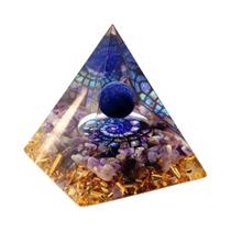 Estátua De Cristal Em Forma De Pirâmide De Orgonite Com Ametista E Peridoto, Ornamento De Resina Com