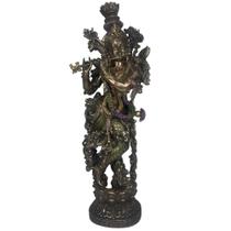 Estátua de Deus Krishna - 38 cm - Resina Bronzeada