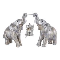 Estátua de elefante TOHLUCS, decoração em resina prateada Estátua de elefante TOHLUCS, decoração em resina prateada