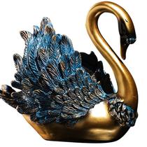 Estátua de escultura Luxury Swan Modern Resin 24 cm com acabamento dourado
