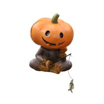 Estátua de espantalho de abóbora de Halloween em resina para decoração de jardim