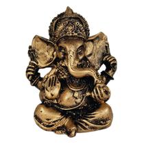 Estátua de Ganesha Dourado Pequeno Resina 9,5cm