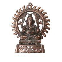 Estátua de Ganesha OM Metal Cobre 20 x 17 Cm - Loja da Índia