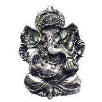 Estátua De Ganesha Prateado Pequeno Resina 10Cm