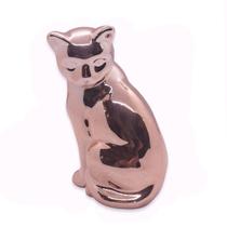 Estátua de Gato Espelhado Rose Cerâmica Costas 10 cm Estátua de Gato Espelhado Rose Cerâmica Costas 10 cm