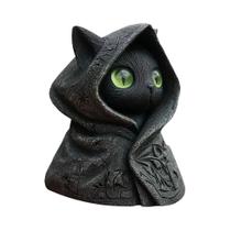 Estátua De Gato Preto Com Capuz, Decoração Gótica De Resina Para Halloween, Escultura De Gatinho