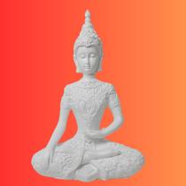 Estátua de Gesso Buda Meditando Branco - Produto feito à mão