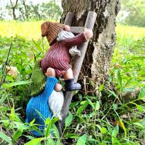 Estátua de gnomo de jardim JARPSIRY Funny Climbing Ladder Resina 25 cm