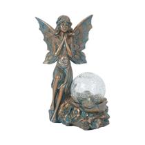 Estátua De Jardim De Fada Com Asas De Borboleta, Bola De Vidro Craquelado Solar, Artesanal, Estátua De Jardim De Fada Com Asas De Borboleta, Bola De Vidro Craquelado Solar, Artesanal,