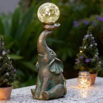Estátua de Jardim Elefante Solar zuzuzen com Bola Craquelada de 8 LEDs Estátua de Jardim Elefante Solar zuzuzen com Bola Craquelada de 8 LEDs