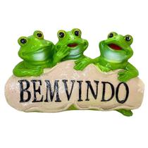 Estátua de Jardim Trio de Sapos Bem Vindo Horta Jardinagem Decoração de Porta