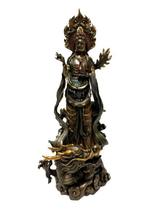 Estátua de Kuan Yin e Dragão em Resina e Porcelana - 38cm