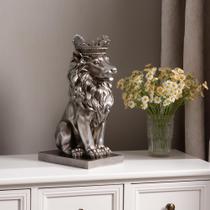 Estátua de leão Sculpture Hi-Line Gift Ltd., com coroa, 37 cm