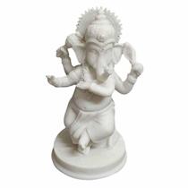 Estátua De Mini Ganesha Pó De Mármore Dançarino 12Cm - Estrela D'Água
