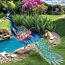 Estátua de pavão de metal Kircust 61 cm resistente às intempéries para área externa Estátua de pavão de metal Kircust 61 cm resistente às intempéries para área externa