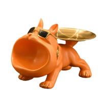 Estátua De Resina Bulldog Com Bandeja De Armazenamento, Decoração Animal, Artesanato Para Casa,