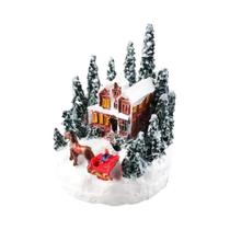 Estátua De Resina De Casa De Natal Iluminada Por LED Para Decoração De Ambiente Interno 2025