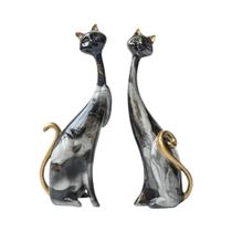 Estátua De Resina De Casal De Gatos Românticos Estilo Pintura a Óleo Presente De Dia Dos Namorados