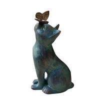 Estátua De Resina De Gato Fofo Com Borboleta Para Decoração De Jardim Externo, Escultura De Animal