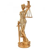 Estátua Decorativa Dama Da Justiça Dourada 31cm em Resina