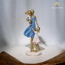 Estátua Decorativa Família Mãe C/2 Filhos Colorida 23 Cm Pronta Entrega - VARIAS VARIEDADES