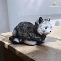 Estátua Decorativa Gato Preto Gesso 32 cm Repelente para Espanta Pássaros AVB DECOR