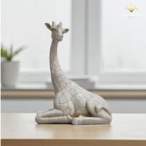 Estátua Decorativa Girafa Savana 31 Cm Gesso Premium Off White VÁRIAS VARIEDADES