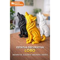Estátua Decorativa Lobo Uivando Escultura Moderna Para Sala Quarto Escritório Decoração Premium