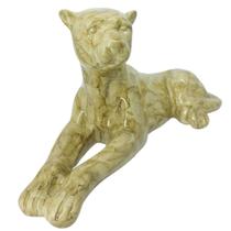 Estatua Decorativa Pantera Negra Deitada em Cerâmica Leopardo Marmorizado Estatua Decorativa Pantera Negra Deitada em Cerâmica Leopardo Marmorizado