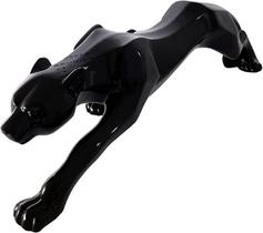 Estátua Decorativa Pantera Negra Leopardo Em Resina 38 Cm