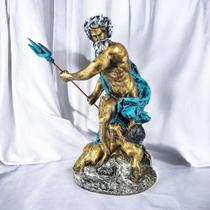 Estatua Deus Grego Poseidon Netuno Rei do Mar Atlantida Estatueta em Resina