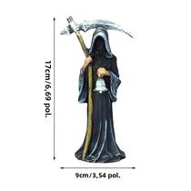 Estátua Do Ceifador Sagrado: Figura Decorativa Religiosa Em Pé Com Foice Para Altar De Halloween