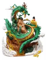 Estátua dragão shenlong e goku na nuvem com esferas 20 cm