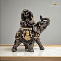 Estátua Elefante com Buda em Gesso 18 Cm Escultura para Decoração e Feng Shui AVB DECOR Estátua Elefante com Buda em Gesso 18 Cm Escultura para Decoração e Feng Shui AVB DECOR