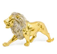 Estatua Enfeite de Resina Leão Dourado Brilhante 21cm - Flash