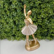 Estatua Enfeite Decorativo Bailarina com brilho Resina