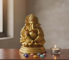 Estátua - Escultura Ganesha com Japamala - Deus Da Prosperidade- 7 Chakras Estátua - Escultura Ganesha com Japamala - Deus Da Prosperidade- 7 Chakras