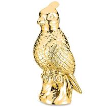 Estátua Escultura Pássaro Calopsita Cerâmica Dourada 29cm Mart
