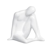 Estátua Estatueta Escultura Enfeite Mesa Cerâmica Decorativa Contorcionista Homem Zumbi Pensador Branco