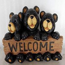 Estátua externa da família RUNADI Bear com placa de boas-vindas Estátua externa da família RUNADI Bear com placa de boas-vindas